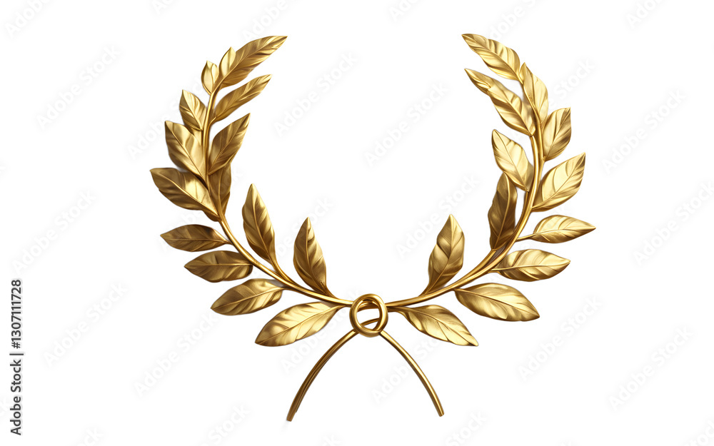 Poster a golden laurel wreath symbolizing honor and victory, isolated on a empty plain background