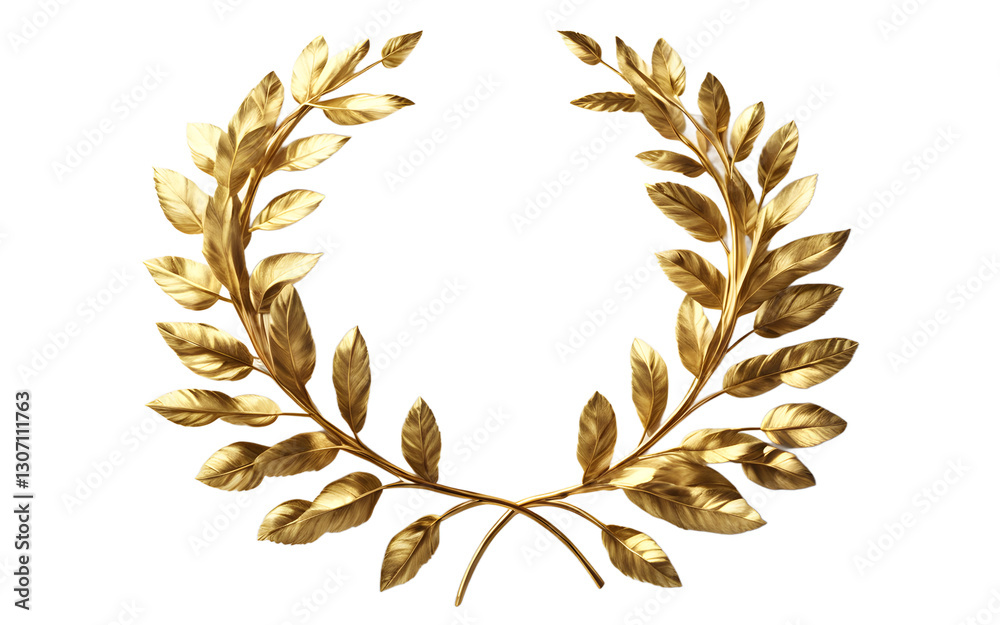 Fototapete A golden laurel wreath symbolizing honor and victory, isolated on a empty plain background