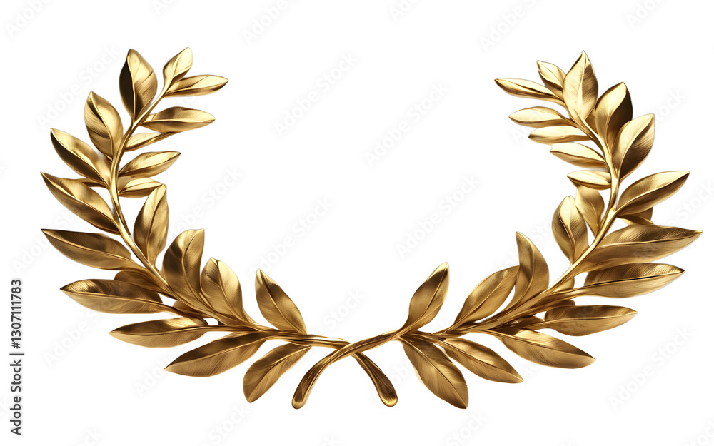 Poster a golden laurel wreath symbolizing honor and victory, isolated on a empty plain background