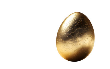 A golden egg symbolizing prosperity and great potential, isolated on a empty plain background
