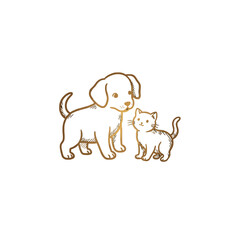 Fototapeta premium Sweet Puppy and Kitten