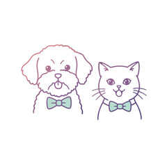 Fototapeta premium Elegant Dog and Cat with Bowties