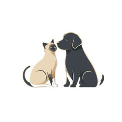 Affectionate Dog and Cat Pair