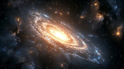 Fototapeta premium A brilliant spiral galaxy surrounded by a vast dark starfield