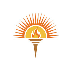 Elegant Torch Icon with Radiating Sunburst Design Symbolizing Inspiration and Knowledge