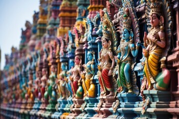 Naklejka premium Meenakshi Temple in Madurai sculptures temple architecture.