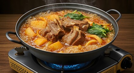 Bubbling Pot of Gamjatang on Hot Stove2