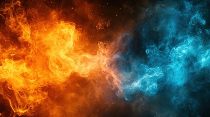 Fiery orange and yellow flames dance on a stark black backdrop, capturing an intense central blaze that radiates warmth and energy in this captivating close-up view