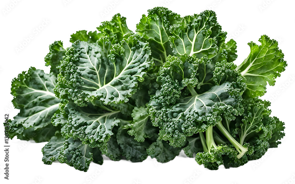 Poster a fresh bunch of kale leaves, isolated on a empty plain background