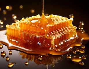 golden honeycomb dripping with pure honey creates a sweet natural delight