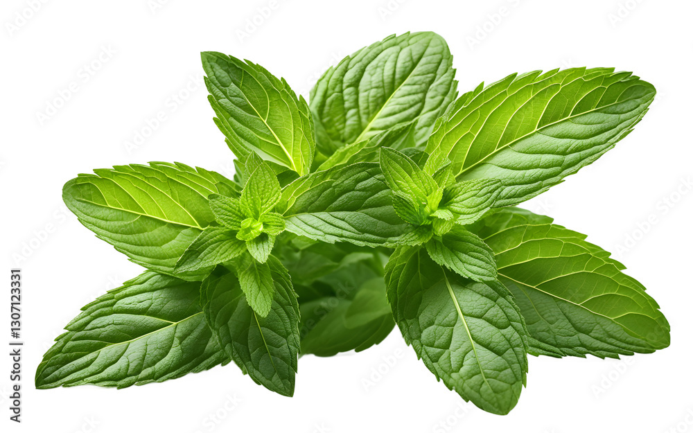 Aufkleber a fresh bunch of mint leaves with a strong green color, isolated on a empty plain background