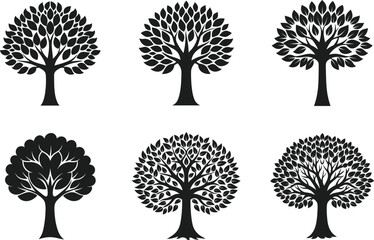 Elegant Tree Silhouette Set - Vector Collection of Nature-Inspired Designs