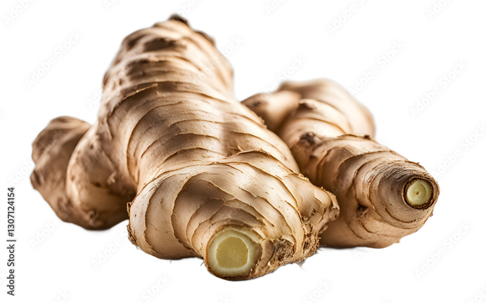 Aufkleber a fresh ginger root with light brown skin, isolated on a empty plain background