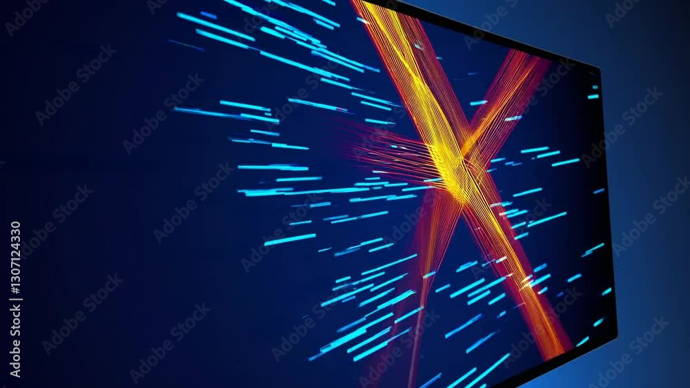 Poster futuristic data flow visual with dynamic lines and streams for modern technology concepts