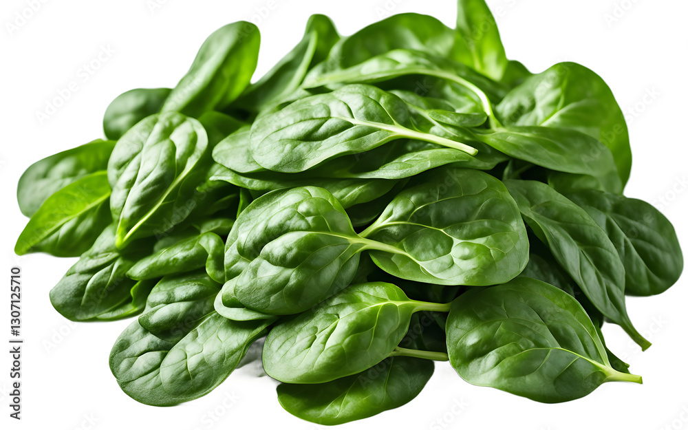 Poster a pile of fresh spinach leaves, isolated on a empty plain background
