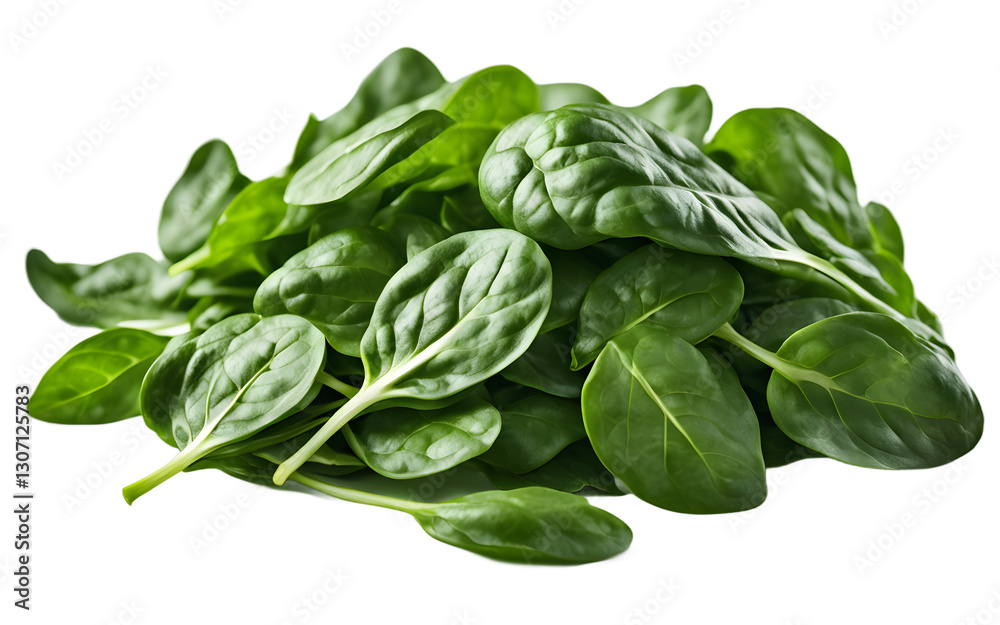 Poster a pile of fresh spinach leaves, isolated on a empty plain background