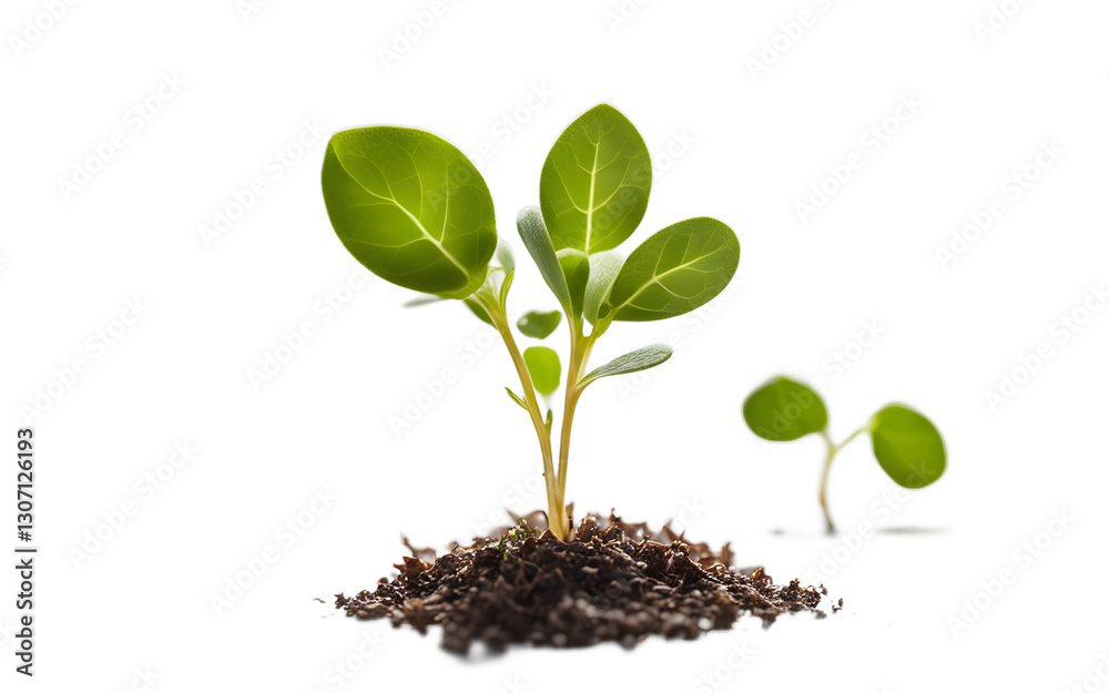 Poster A single cress with tiny, tender leaves, isolated on a empty plain background