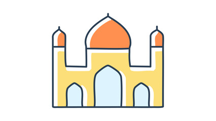 Simple mosque icon with a focus on the prayer hall and open arches-04