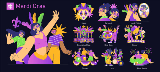 Mardi Gras. Flat Vector Illustration © inspiring.team