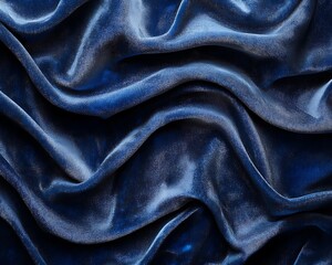 Draped Deep Blue Velvet Fabric Texture