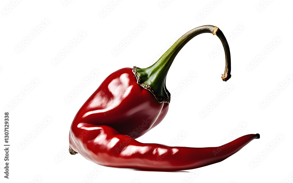 Poster A single red chili pepper with a glossy finish, isolated on a empty plain background