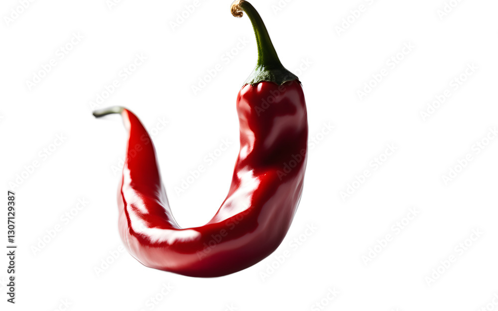 Poster a single red chili pepper with a glossy finish, isolated on a empty plain background
