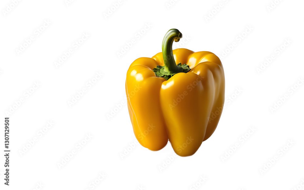 Poster a single yellow bell pepper with smooth skin, isolated on a empty plain background