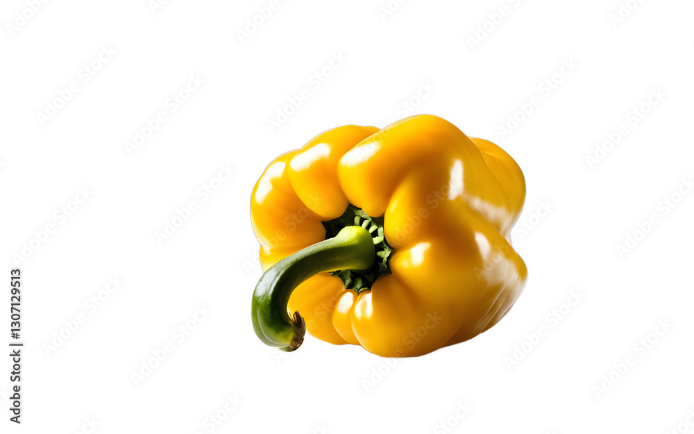 Poster a single yellow bell pepper with smooth skin, isolated on a empty plain background