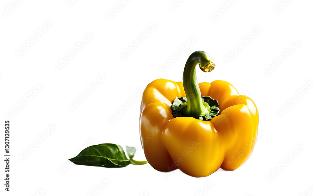Poster a single yellow bell pepper with smooth skin, isolated on a empty plain background
