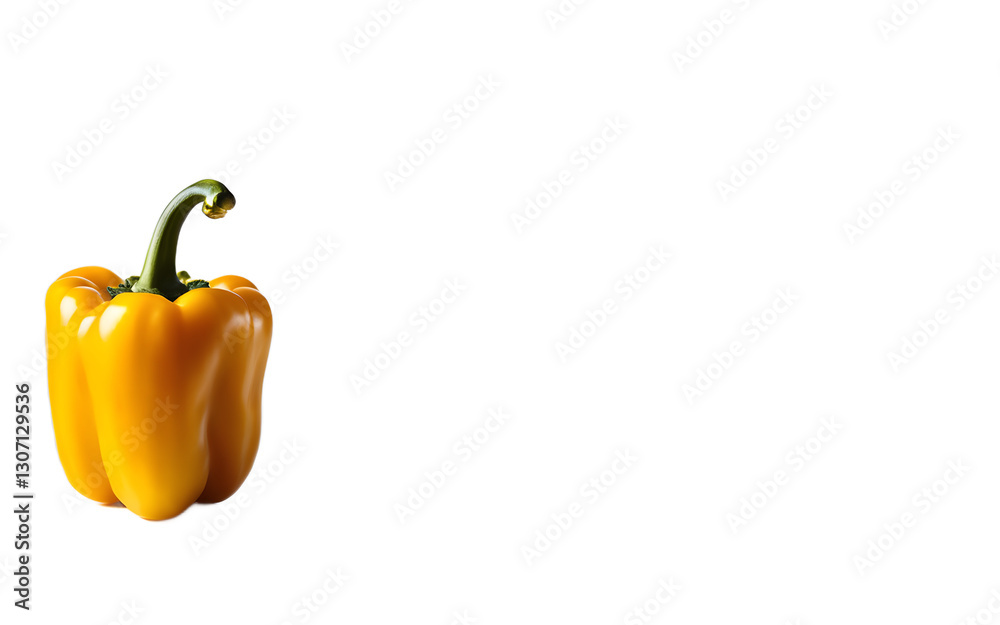 Poster a single yellow bell pepper with smooth skin, isolated on a empty plain background