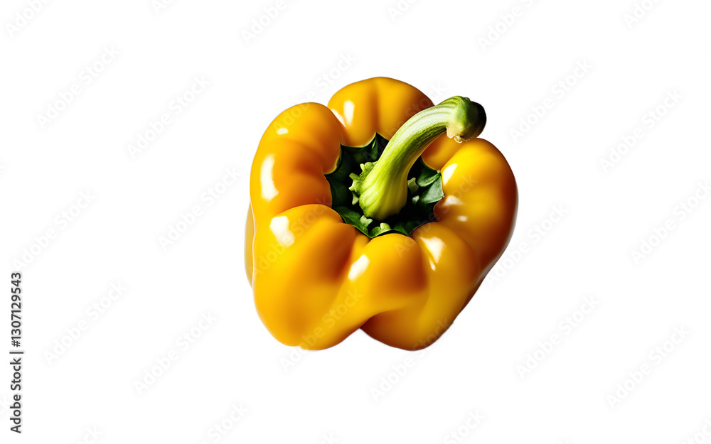 Poster a single yellow bell pepper with smooth skin, isolated on a empty plain background