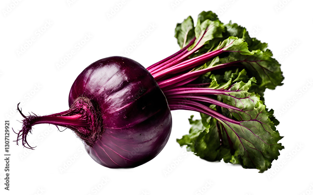 Poster a whole beetroot with purple skin, isolated on a empty plain background