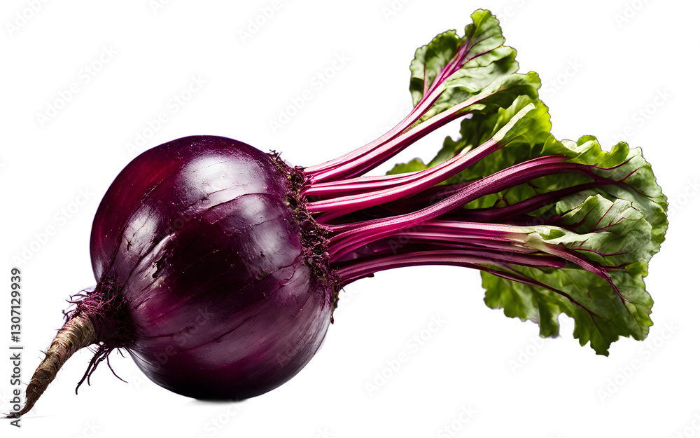 Poster a whole beetroot with purple skin, isolated on a empty plain background