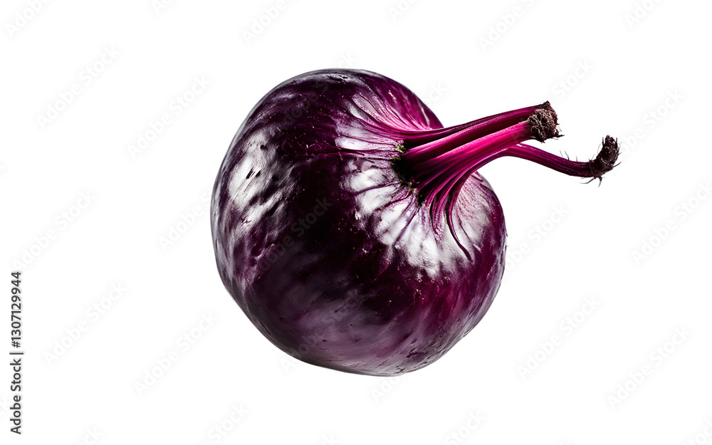 Poster a whole beetroot with purple skin, isolated on a empty plain background
