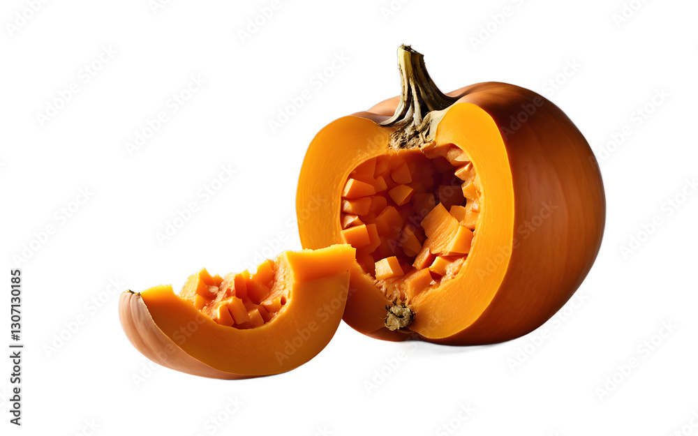 Aufkleber a whole butternut squash with smooth orange skin, isolated on a empty plain background