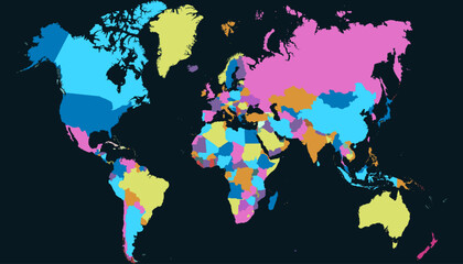 Fototapeta premium World map. Color modern vector map. Silhouette map.