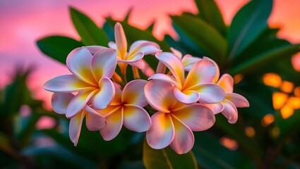Fototapeta premium Tropical Sunset Plumeria Blossoms