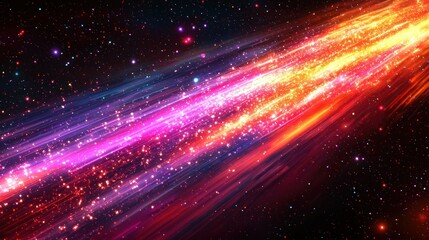 Obraz premium Abstract depiction of vibrant colorful streaks within the dark cosmos