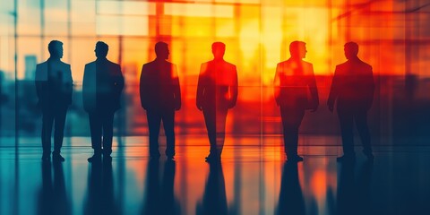 Corporate background, business team against the backdrop of skyscrapers strive to achieve success in the world of finance