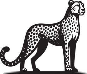 Fototapeta premium vector illustration of a cheetah, cheetah silhouette vector, cheetah logo, cheetah silhouette vector black and white full body