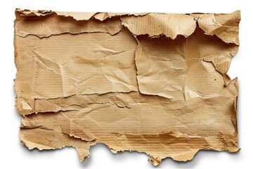 Fototapeta premium A close-up view of crumpled, weathered brown paper showcases intricate textures and folds, reflecting a rustic charm and artistic appeal in everyday materials