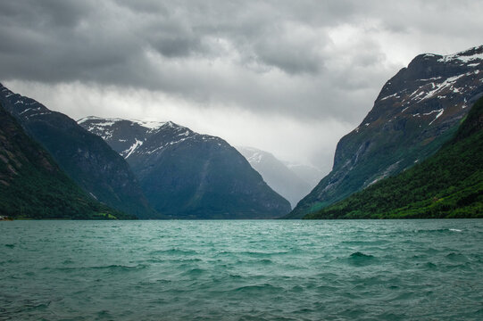 Lovatnet - lake between mountains in Norway