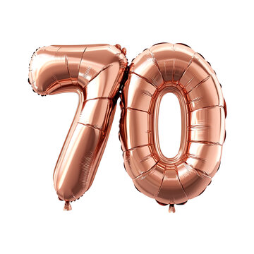 70th birthday celebration with rose gold number balloon.