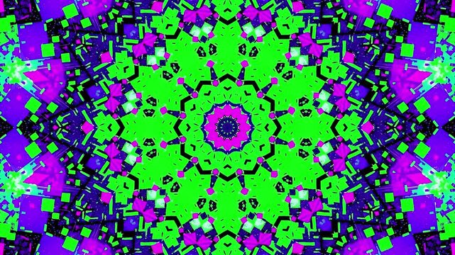 neon blocks green light mandala background