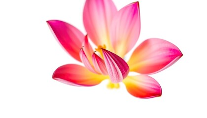 Naklejka premium A single vibrant bloom, petals unfurled, set against pure white, vibrant, close-up