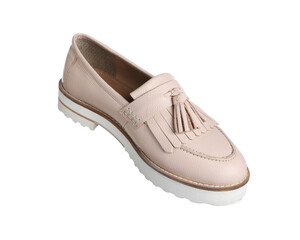 One beige shoe in air isolated on white