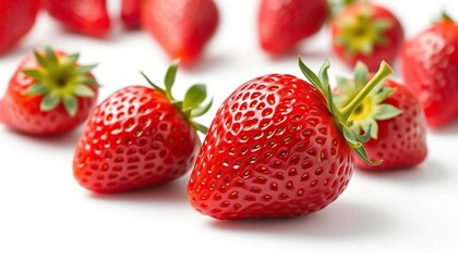 Single ripe strawberry isolated on white background, isolated, object