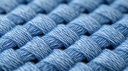 Close-up texture of woven blue fabric.