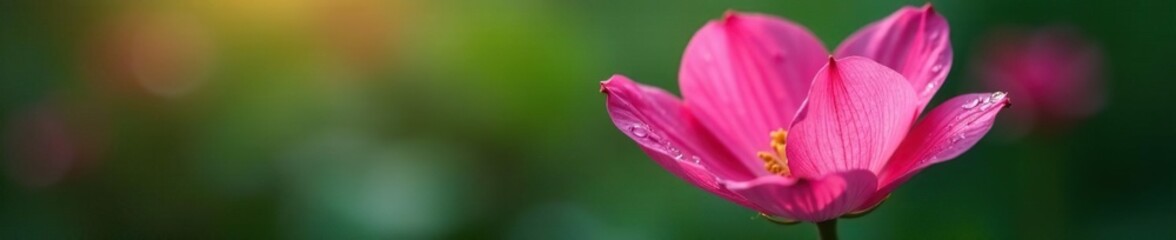 Dewdrop resting on a heart-shaped petal, delicate and serene, calm, nature