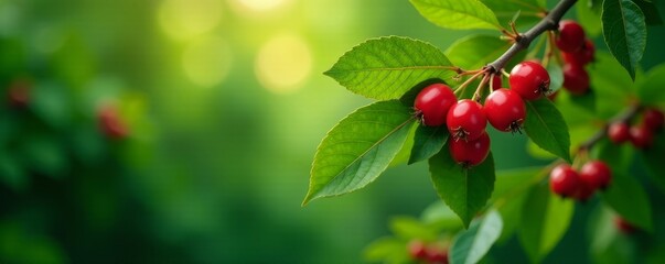 Overlapping branches, lush foliage, ripe berries , color, plant, macro